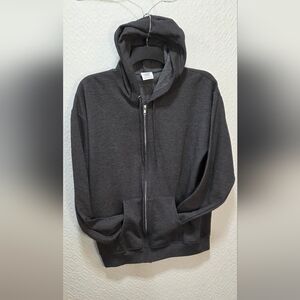 Gray Hanes Ecosmart Zip Front Hoodie